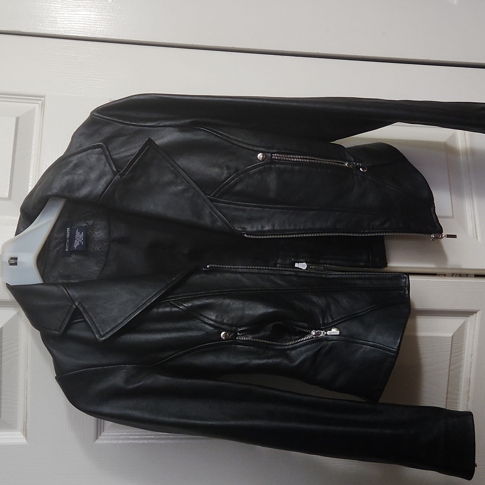 Boston Proper multiple zipper leather jacket. Size 6